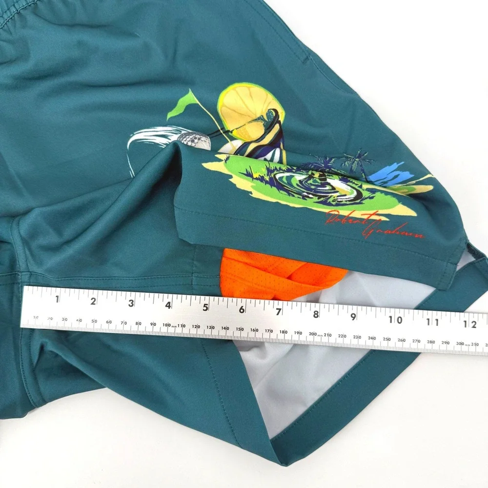 Robert Graham Mens Golf Martini Swim Trunks Teal Stretch Board Shorts XL NEW $98